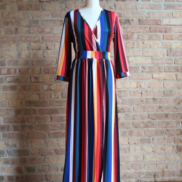 SHEIN Dresses & Skirts - New Rainbow Stripe Maxi Dress